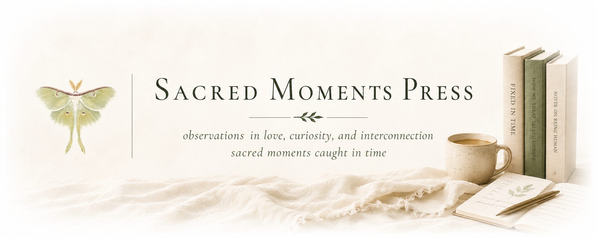 Sacred Moments Press header logo.
