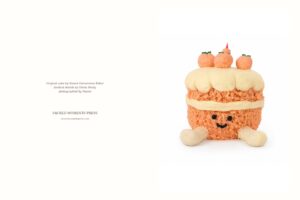 Peach Cake small spiral notebook cover artwork featuring the smiling peach cake and garden cupcakes.